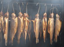 Процесс изготовления копченой рыбы - естественный дым